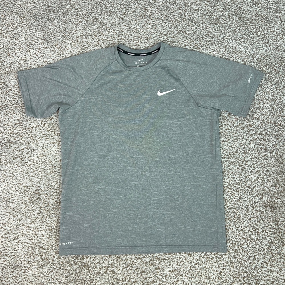 Nike Shirt Mens Medium Gray Rash Guard UPF Sun Protection Beach Swim Outdoors